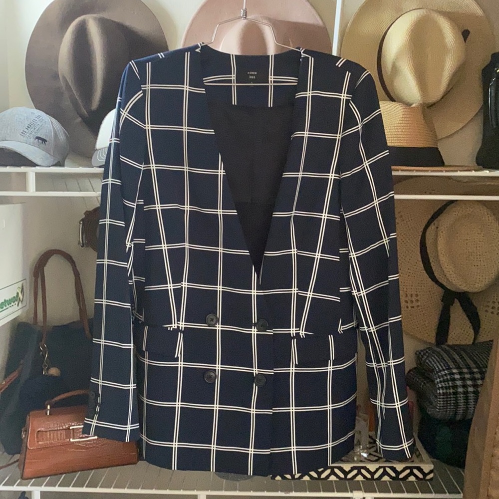 J.Crew Navy Stripe double breast suit jacket